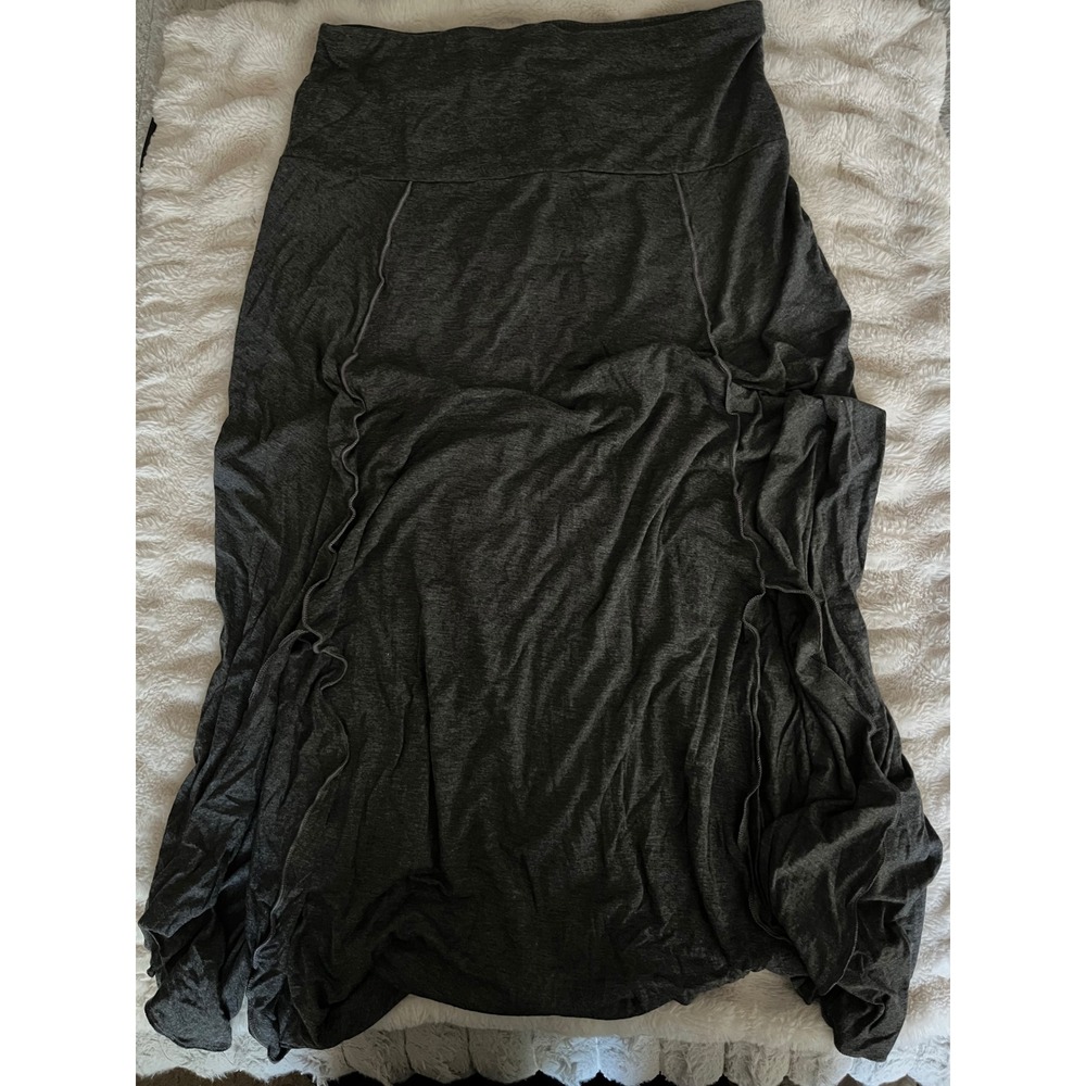 Culture C.o.d.e Charcoal Gray Heathered Ruffle Maxi Skirt Yoga Waistband. XL